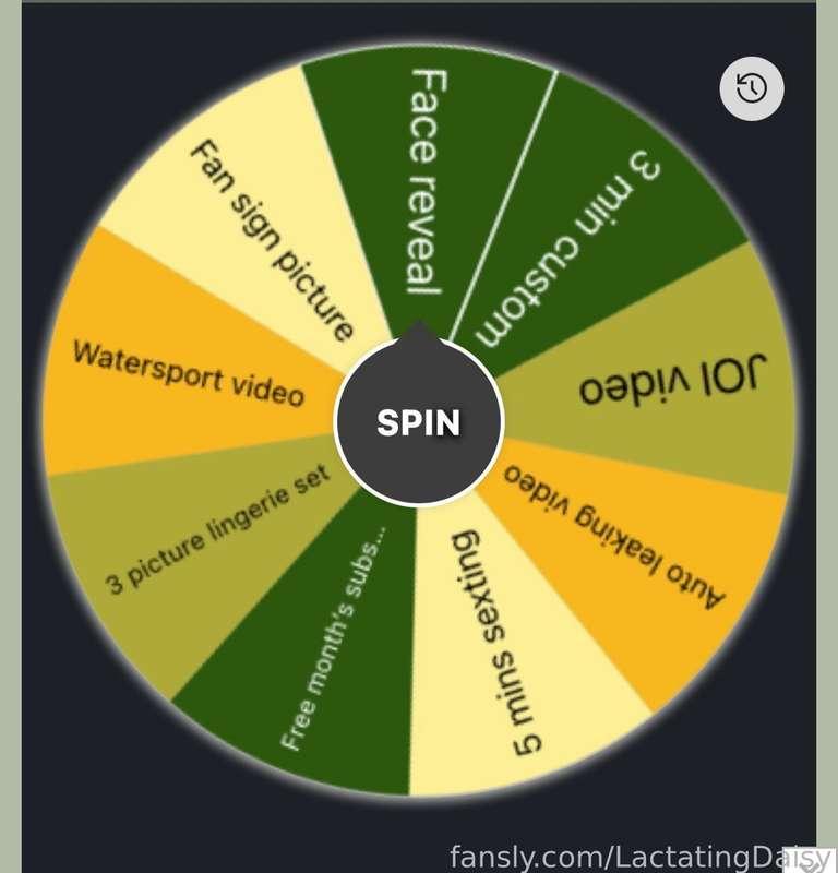 
Who wants to spin mommy’s wheel?

DM me to play 🥵 
$10 a spin
$25 for 3 spins 

🥛 💦 🥵 🐱 
#fyp