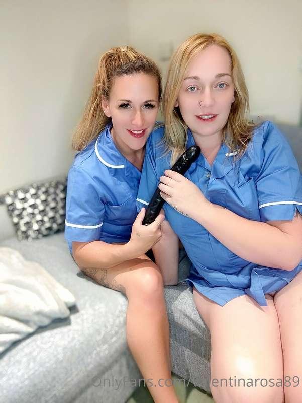 It appears that nurses in the break room with a double ender..