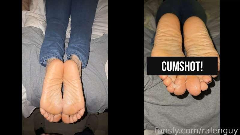 POV - She let's you drop a load on her soles. Do it fast, you don't got much time... (Candid Mom Part 3)