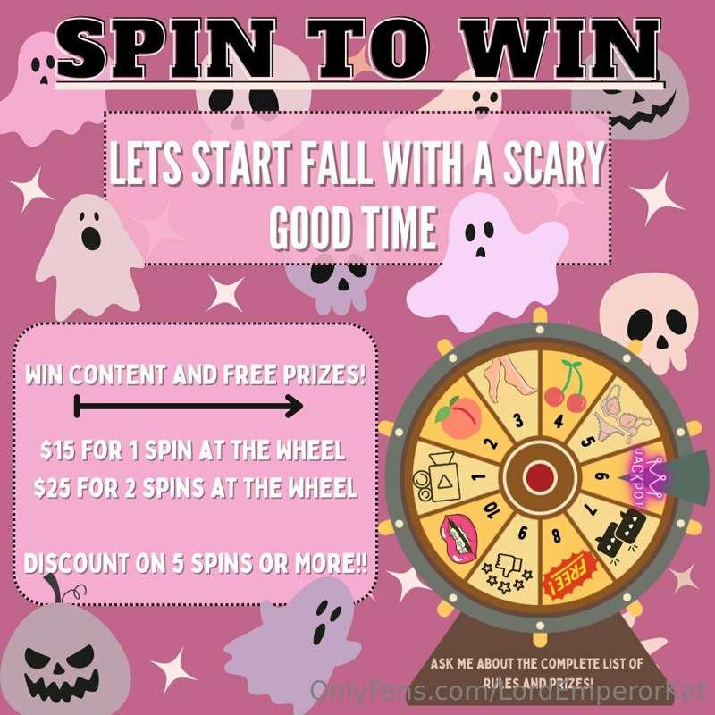 Spin to Win some of my naughtiest content 😈 Just $15 gets yo..