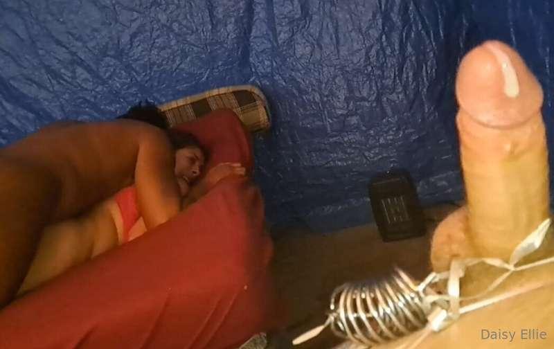 Hubby cumming on himself while he watches our BBC Bull squir..
