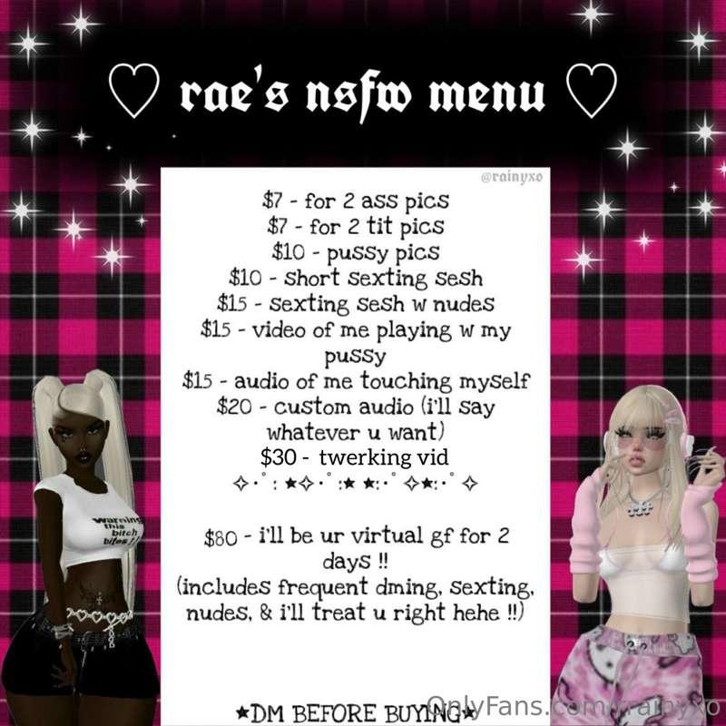 this is my menu for ppv ;3 i also do custom content just dm ..