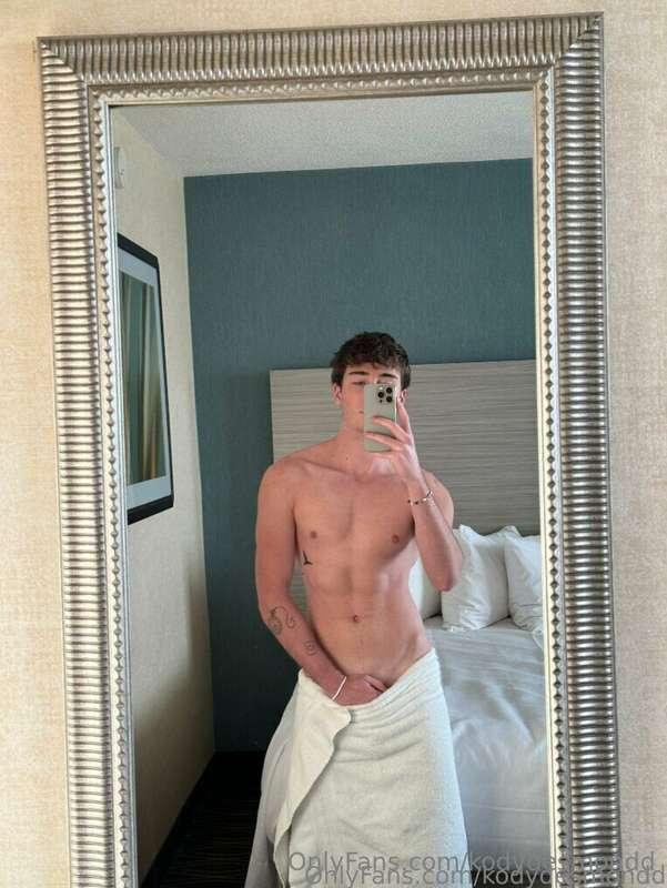 Fresh out of the shower, but this towel might not stay on fo..