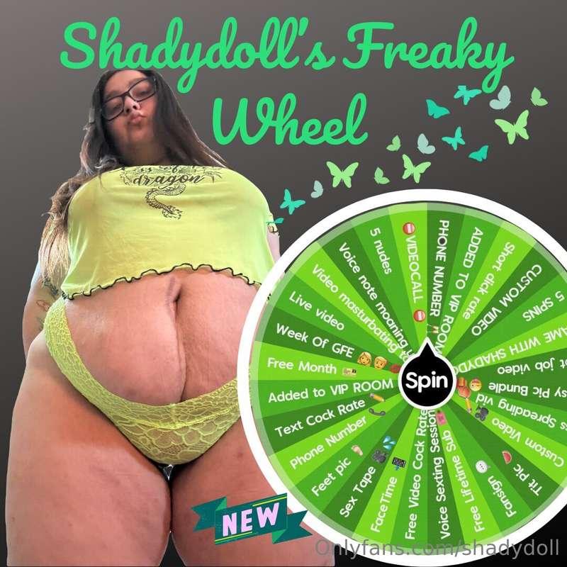 ## DOLL’S _NEW_ FREAKY WHEEL 💚 ## ___Tip $10 for a spin___ 👀..