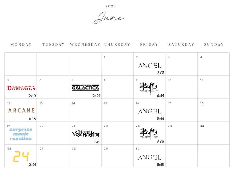 june schedule!! :)
