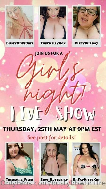 😈 💦*We're having a GIRLS NIGHT at onlyfans.com/BustyBBWBrit,..