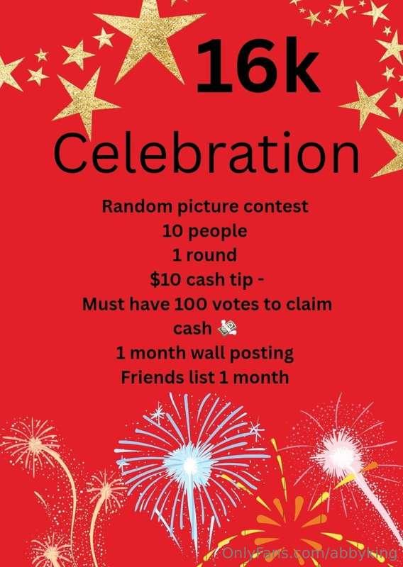 16k Celebration 🍾 Random picture contest 10 people 1 Round -..
