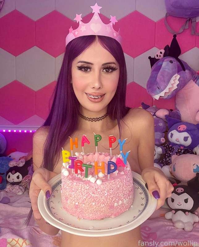 hi guys! its my birthday on friday! 🥳 i decided to do some really fun birthday themed stuff this year with a cake and some cream lol its more silly and fun than sexy i guess haha but i hope you like the pics anyway 😅 i'll have a couple of fun little videos for you on thursday squirting cream on myself lol but yeah, see you then! 🥰💜