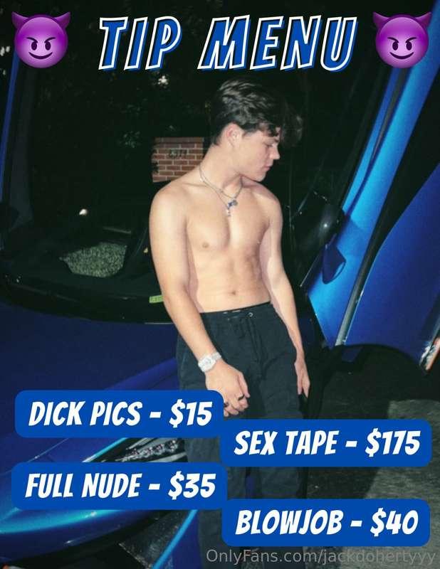😈 TIP MENU 😈You asked, I listened... my TIP MENU is BACK!! I..