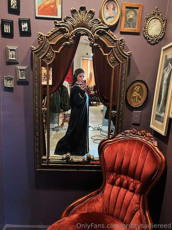 Happy Friday to you!  I’m wearing a floor-length antique cer..