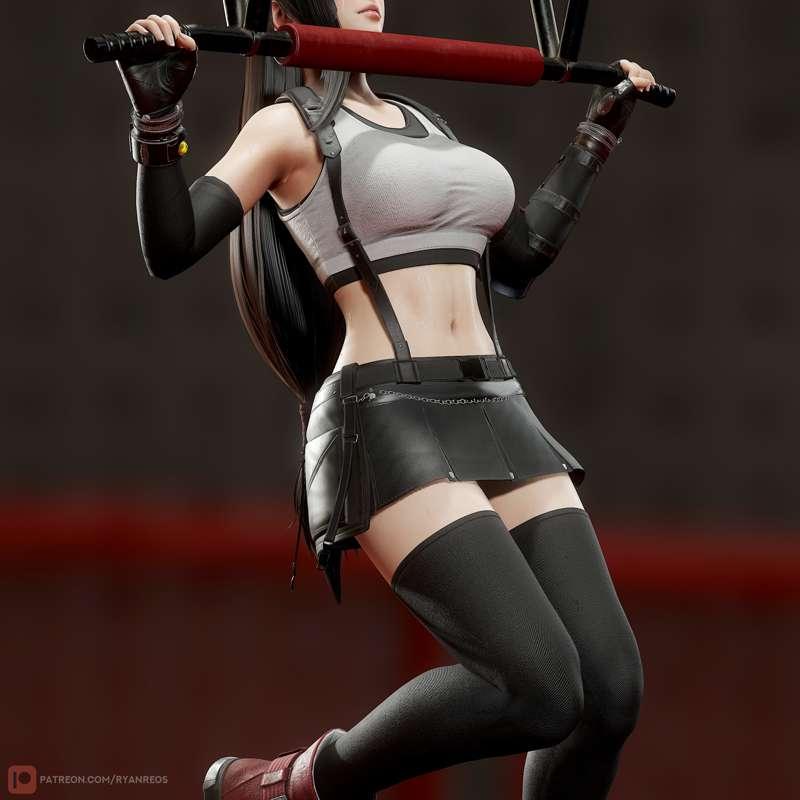 Tifa Lockhart - Pull-ups exercise