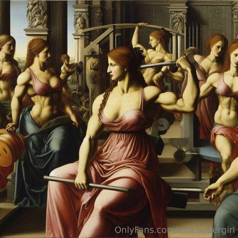 I asked AI to depict a "Women's bodybuilding gym in the Rena..