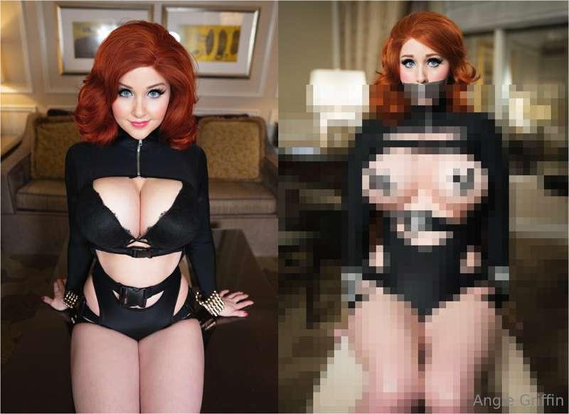 Black Widow is all tied up!   Remember that iconic movie sce..