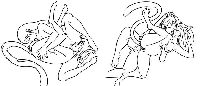 Heidi & Catgirl scene art WIP