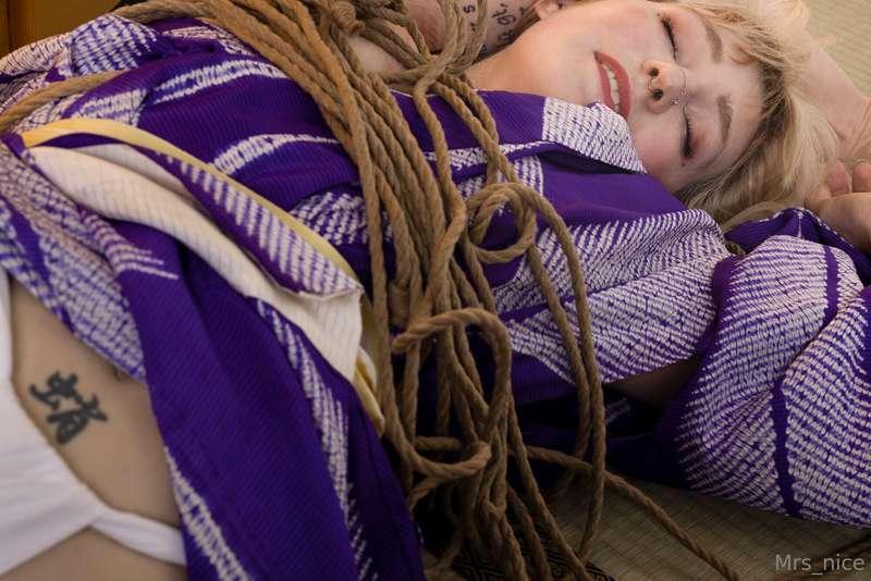 Me in the ropes of one of my rope hero’s Kinoko With this a ..