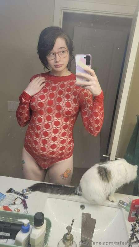 trying on some old lingerie now that i have tits.. don't thi..