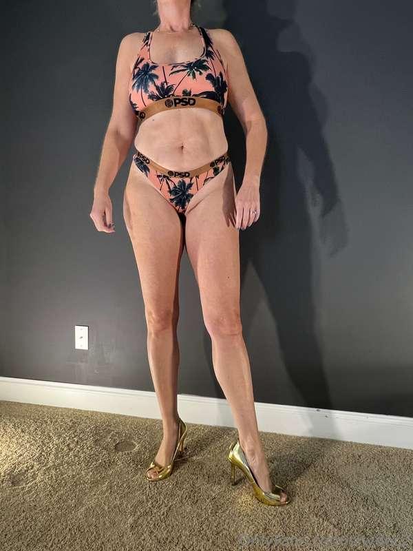 PSD underwear while doing yoga in heels!  I have a very erot..