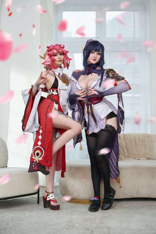 Third February HD set with Yae Miko and Raiden Shogun @kamelya_chan from Genshin Impact🌺
