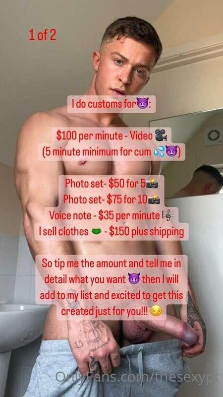 For everyone asking my prices for Customs and Live Videos 😈 ..