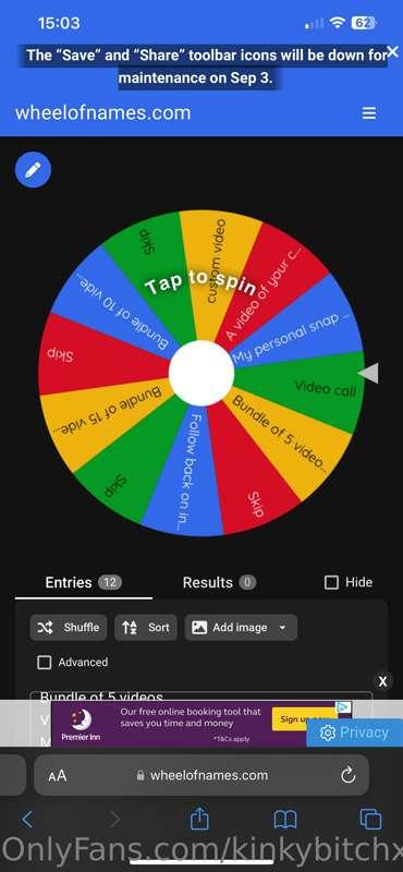 Spin the wheel is backkk at high demand 😈
£10 per spin £15 f..