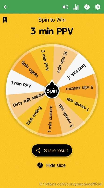 🔥Spin the wheel for a naughty prize🔥

$10 per spin (tip this..