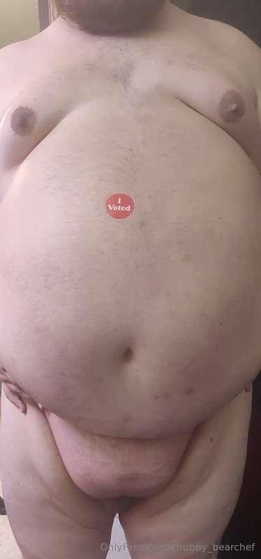 Go vote and rub my belly 