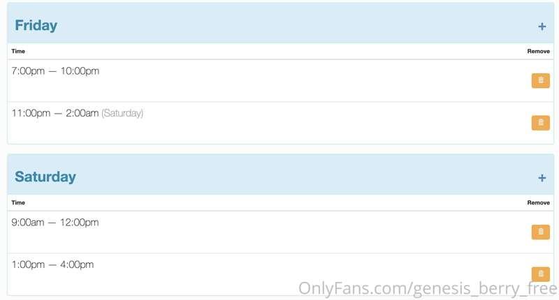 My Streamate schedule (New Orleans time). I'm gonna try to s..