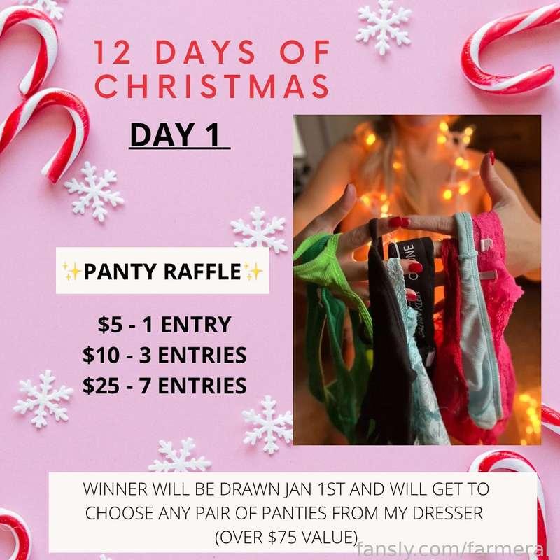 🎄 𝟏𝟐 𝑫𝒂𝒚𝒔 𝒐𝒇 𝑪𝒉𝒓𝒊𝒔𝒕𝒎𝒂𝒔 𝑫𝒂𝒚 𝟏 🎄
Panty raffle! This will go from today - Christmas

#christmas #panties 