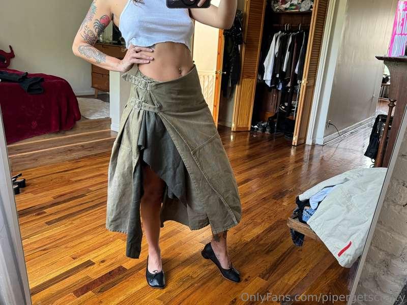 cut up this skirt today to make a higher slit in it, feeling..