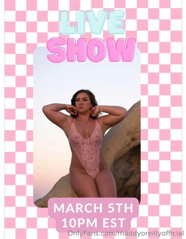 LIVE show on Tuesday March 5 at 10pm ET!!! Tell your friends..