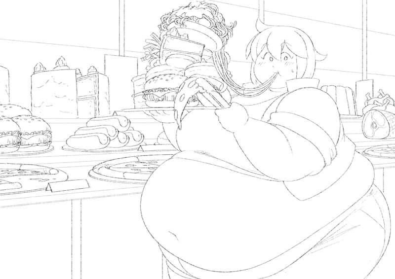 Katie at the Buffet (Lineart)
