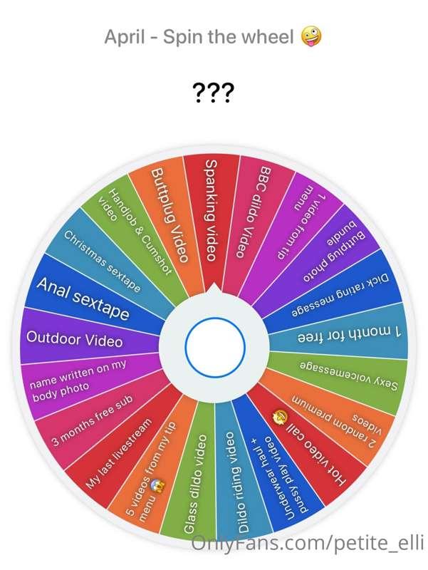 APRIL - Spin the Wheel 🤩
1 Spin - 15$
3 spins - 35$ 

YEEEY ..