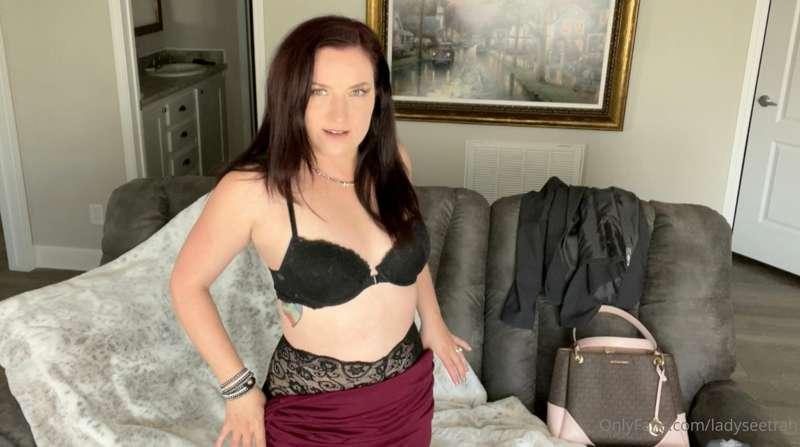 Let me get more comfortable. Pantyhose and heels, that's all..