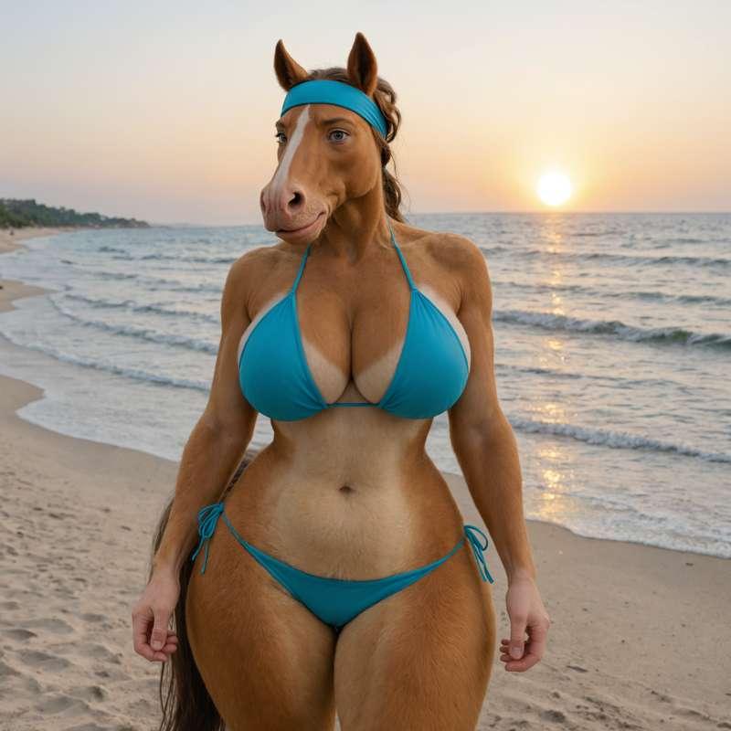 Bikini and Headband - Sunset Horse Girl