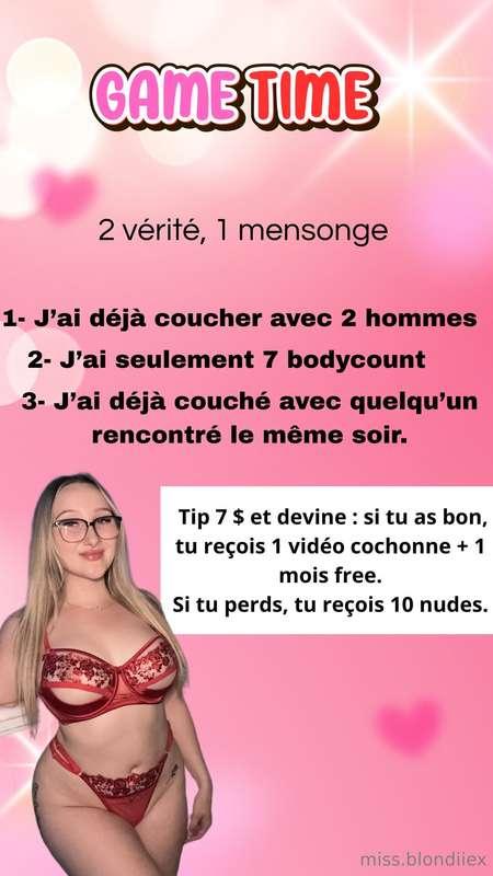 🎲 Jeu sexy : 2 vérités, 1 mensonge 🎲💸 Tip 7 $ et tente ta ch..
