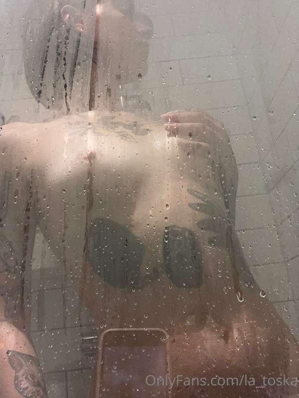 Candids in the shower, with special guest: my phone’s reflec..