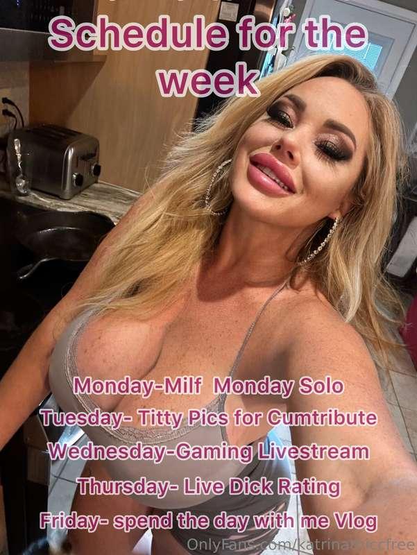 This weeks schedule over on my VIP page!! It’s worth it! Cum..