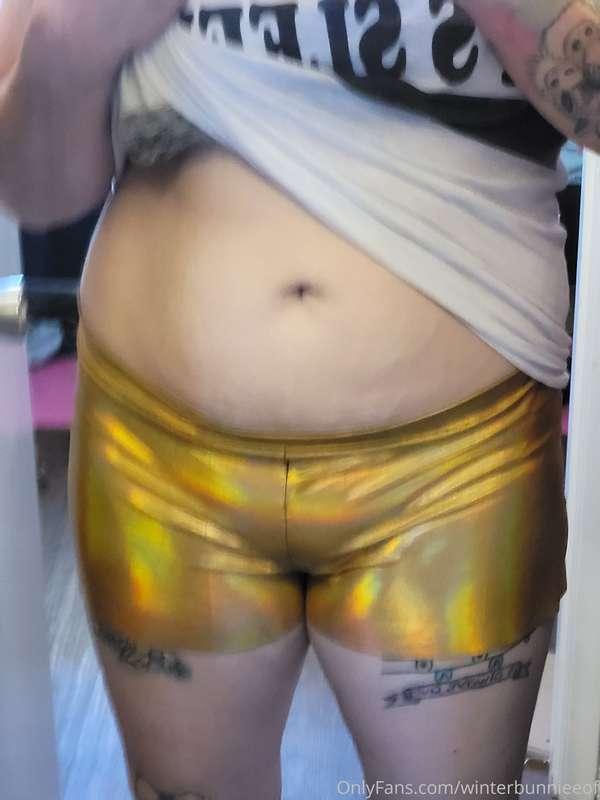 I made shiny gold shorts