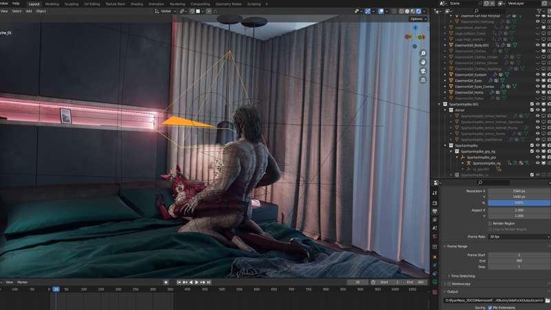 Blender Animation File - Daemon Girl Bunny Side Fuck