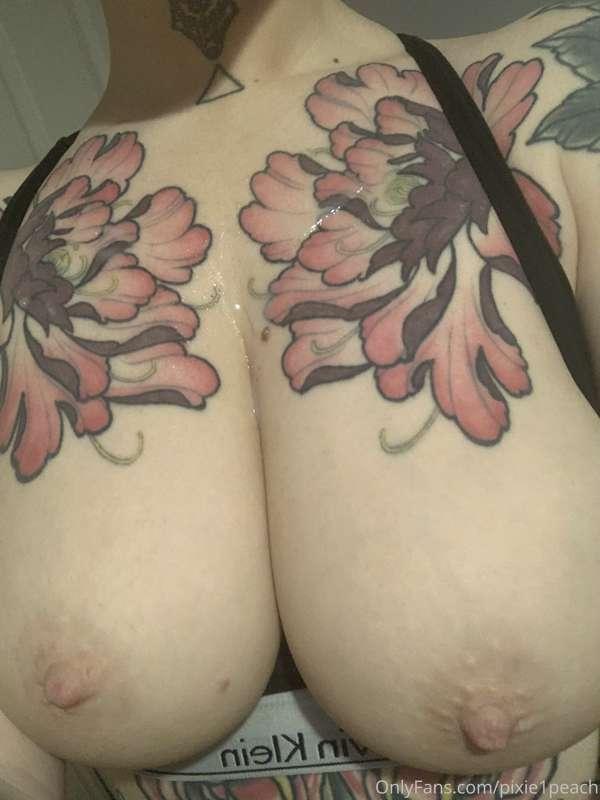 Cum covered titties