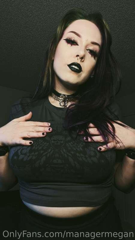 It's me, your hot goth gf, wearing this teeny little skirt a..