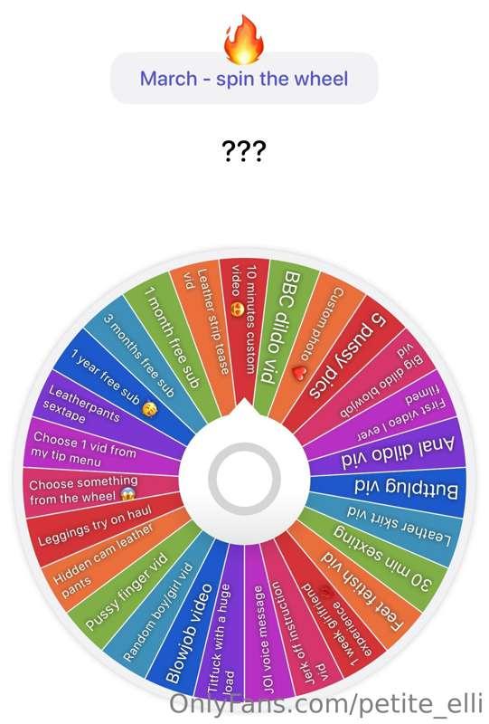 MARCH - Spin the Wheel 😍🥳
1 spin - 15$
3 spins - 35$
5 spins..