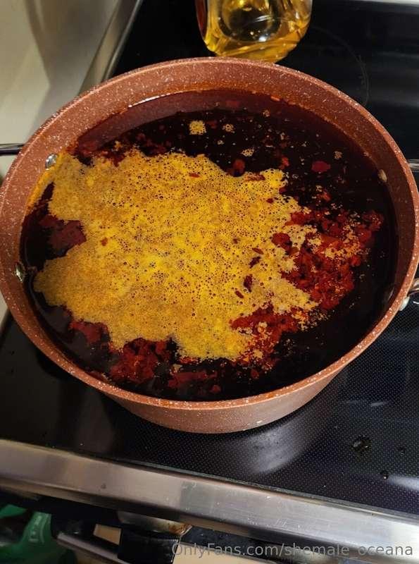 Tried ,,Chinese hot pot,, at home. Really good, but huiiii t..