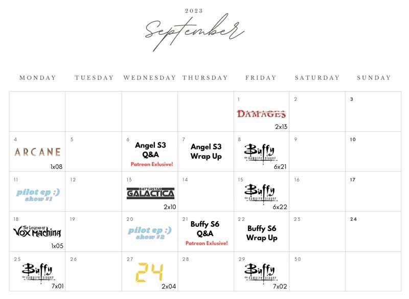 september schedule!! ◕‿◕ 