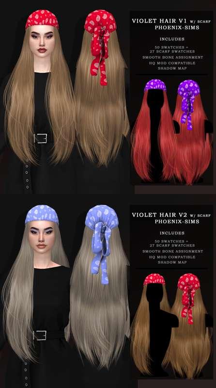 VIOLET HAIR V1 & V2 WITH SCARF