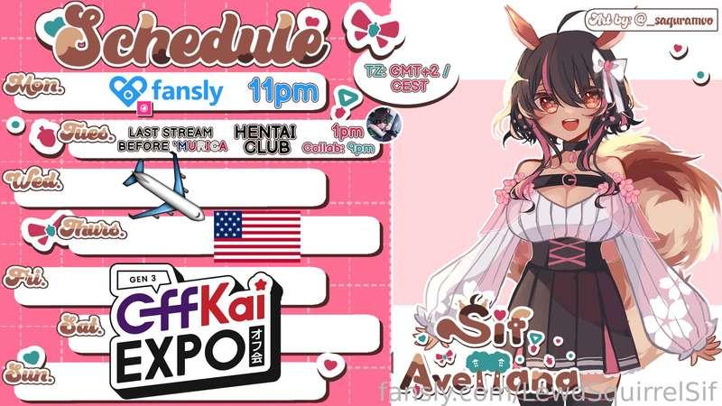 SCHEDULE MAY 27-JUN 2🇺🇸GMT+2🇺🇸

🌰M-🔞
🌰T-  LAST STREAM BEFORE OFFKAI 🇺🇸 + LEWD READING @SirrMojo

Follow me on
💚 http://twitch.tv/sifavellana 
💚 https://twitter.com/LewdSquirrelSif
💚 https://youtube.com/@Lewdsquirrelsif
💚 https://www.tiktok.com/@lewdsquirrelsif

🎁 Lovense wishlist &amp; funding
 https://www.lovense.com/wish-list/ej7u
 https://www.lovense.com/wish-list/ej7u
🎁Throne wishlist
 https://throne.me/sifavellana

Extra Support
✨ https://www.lovense.com/r/6bikjb
✨ https://www.otonajp.com?xid=sfvL  or add ?xid=sfvL to any product URL and use code "NUTTERS" to get 10% off
✨ https://gamersupps.gg/nutlet
✨ https://uwumarket.us/collections/sif-avellana


*Schedule may change due to squirrels chaotic nature