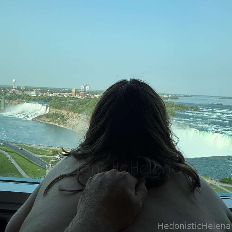 Watch him fuck me while visiting Canada overlooking Niagara ..