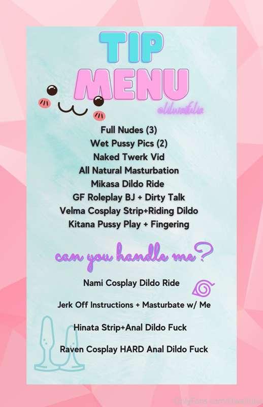 Updated my TIP Menu!!! ...I want to play~ 😜💕👇🏼 It’s not alll..