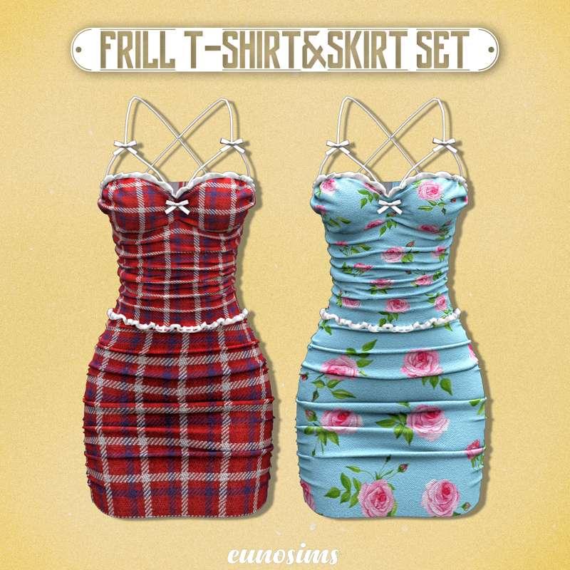  frill T-shirt & skirt set