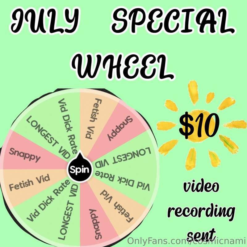 The special wheel spin of July! Tip on this post and I'll se..